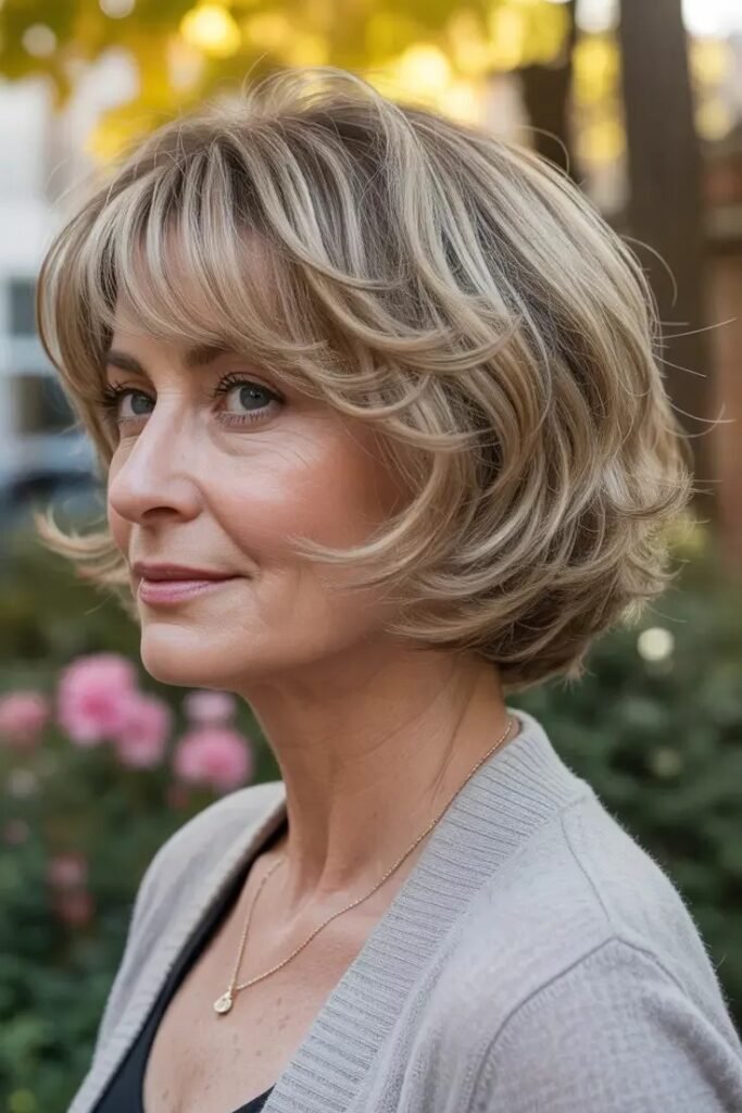 Soft Wavy Bob with Layered Bangs