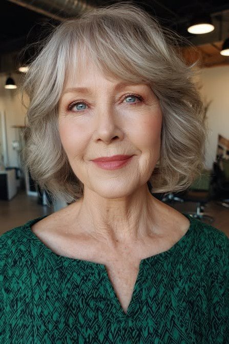 Soft Wavy Bob with Layered Bangs