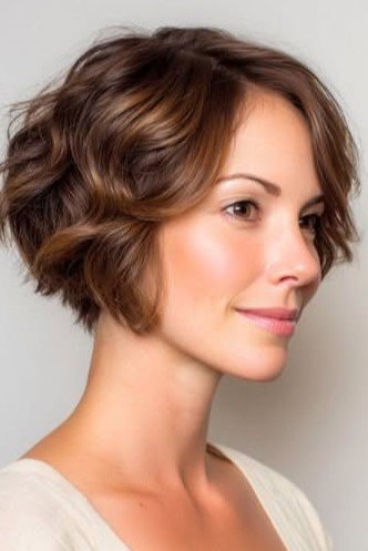 Soft Wavy Bob with Rounded Volume