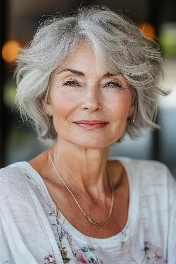 Soft Wavy Silver Bob