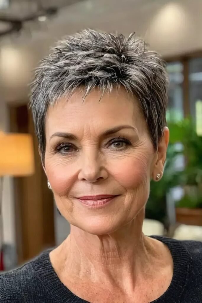 Spiked Pixie Cut with Frosted Highlights