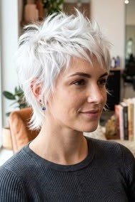Spiky Platinum Blonde Pixie Cut