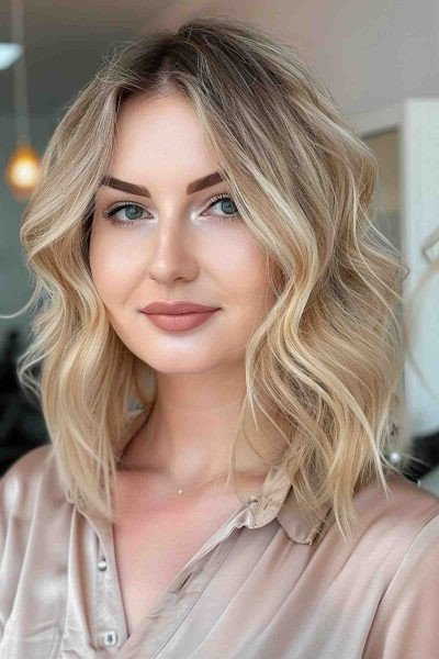 Textured Blonde Bob with Soft Waves