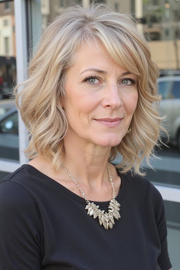 Textured Blonde Bob with Sweeping Side Bangs