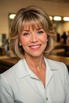 Textured Bob with Curtain Bangs