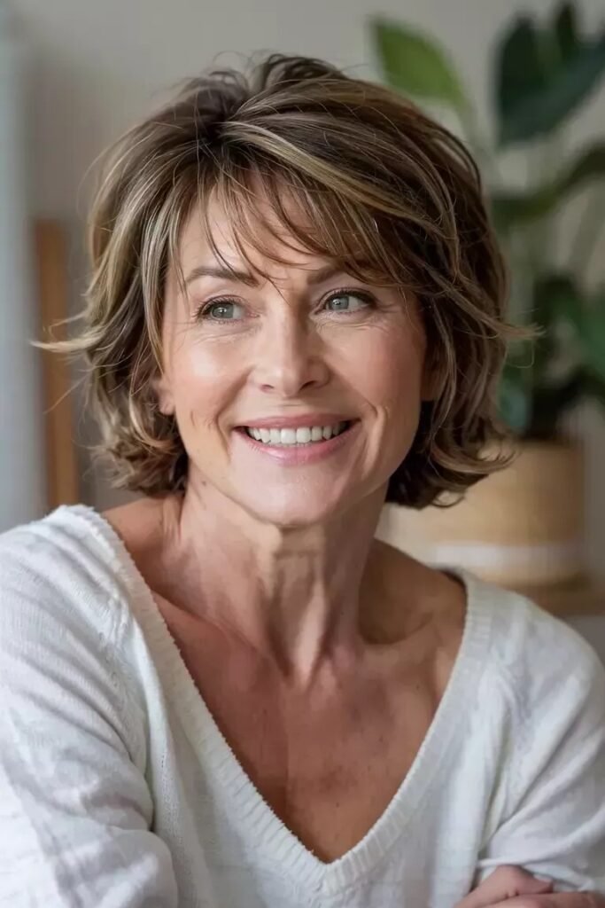 Textured Bob with Curtain Bangs