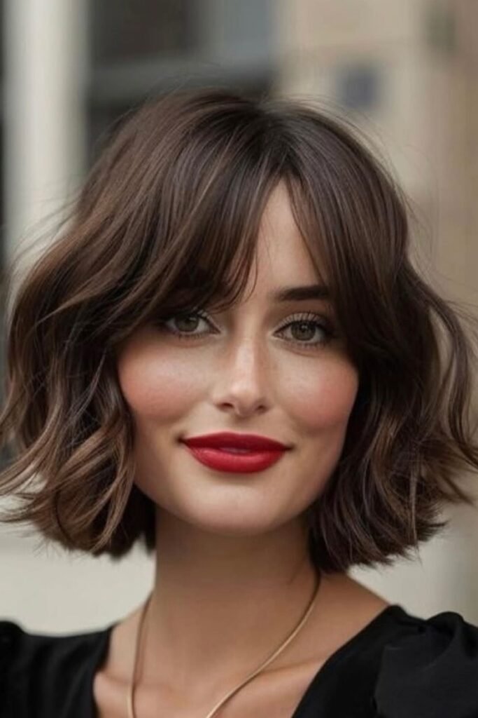 Textured Bob with Curtain Bangs