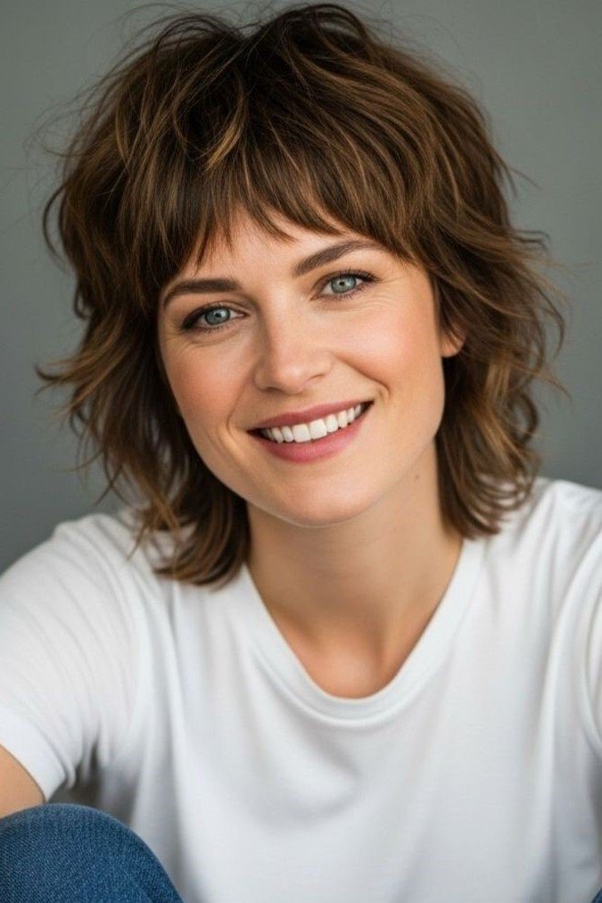 Textured Bob with Curtain Bangs