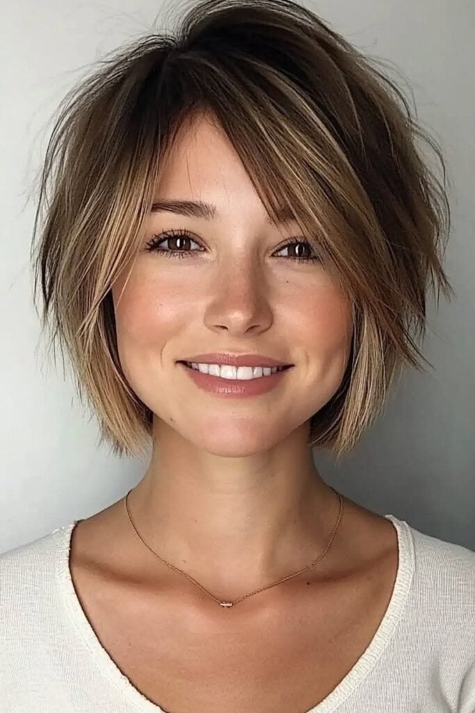 Textured Bob with Curtain Bangs