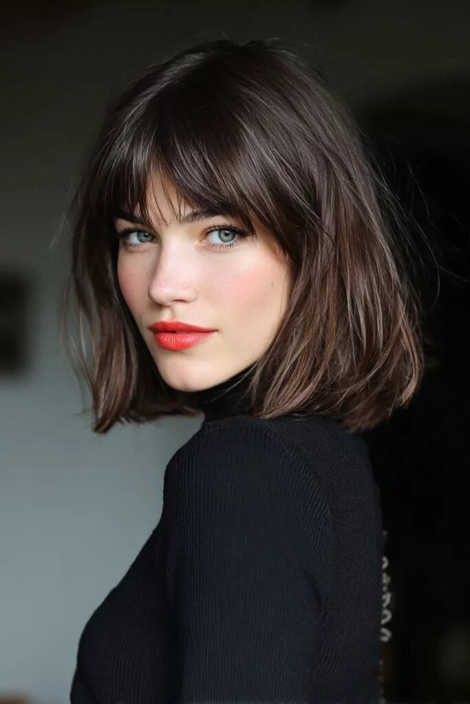 Textured Bob with Curtain Bangs
