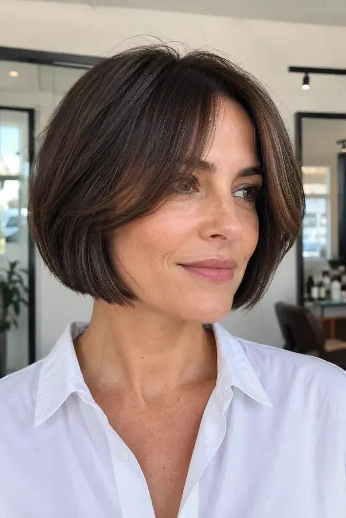 Textured Bob with Curtain Bangs