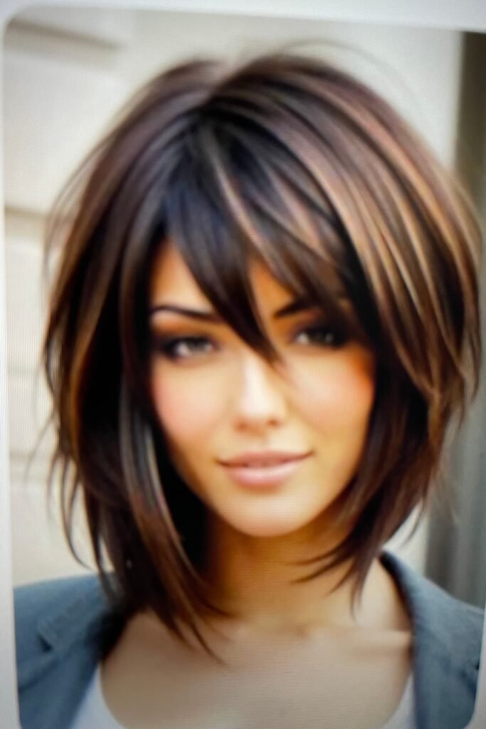 Textured Bob with Curtain Bangs