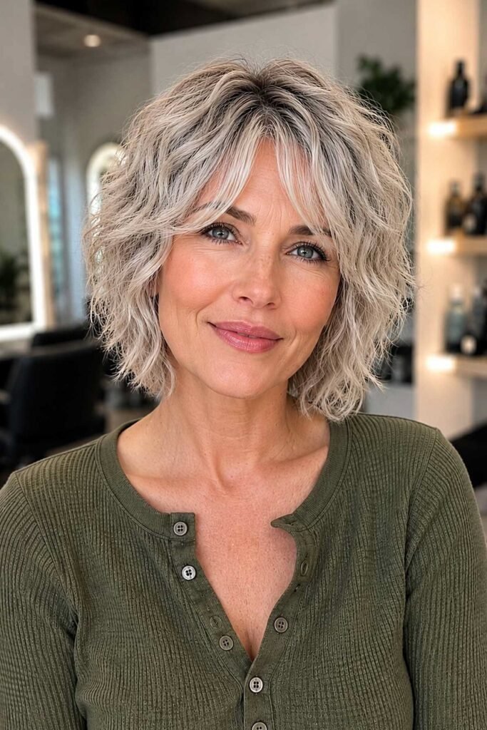 Textured Bob with Curtain Bangs