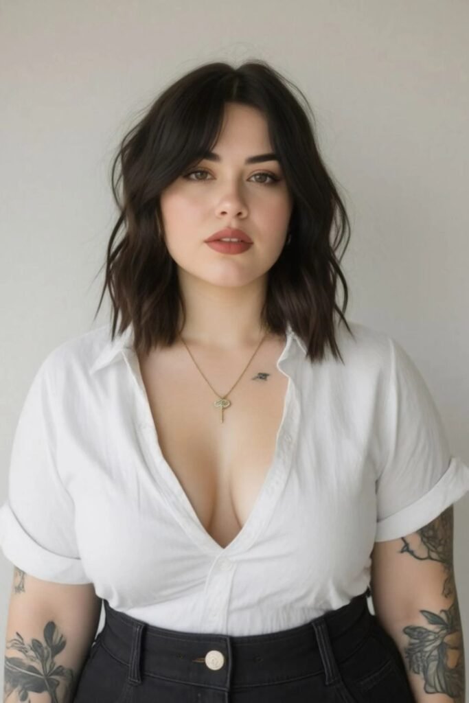 Textured Bob with Curtain Bangs