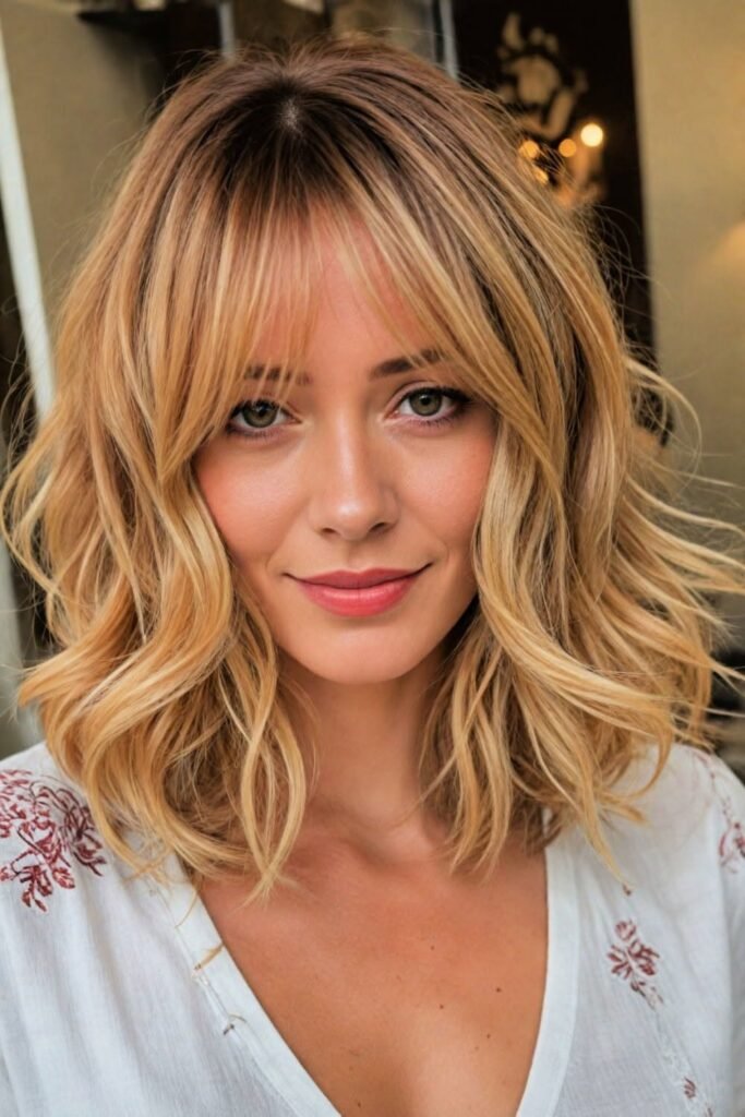 Textured Bob with Curtain Bangs
