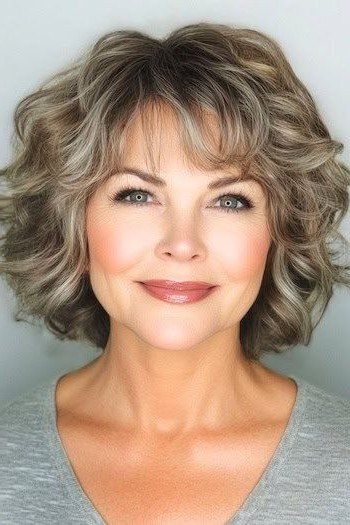 Textured Bob with Curtain Bangs