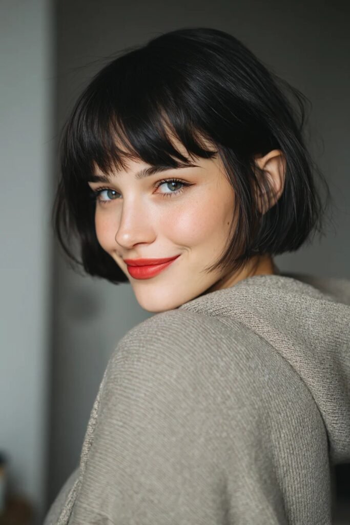 Textured Bob with Full Bangs