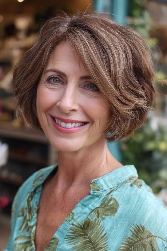 Textured Bob with Highlights and Soft Waves