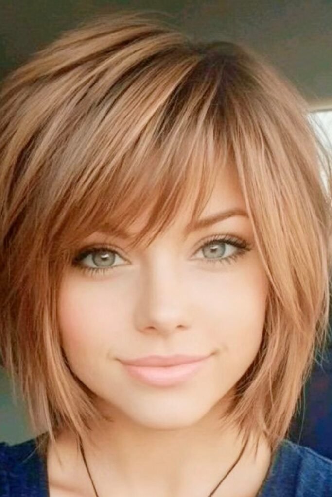 Textured Bob with Side-Swept Bangs