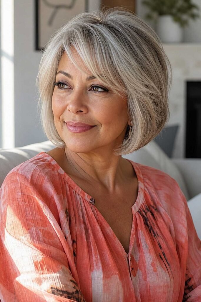 Textured Bob with Side-Swept Bangs