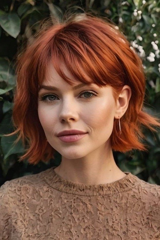 Textured Bob with Side-Swept Fringe