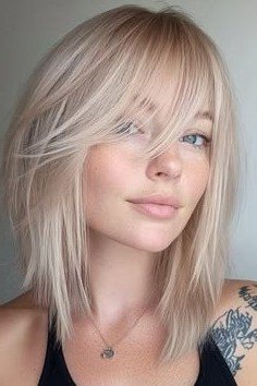 Textured Bob with Soft Curtain Bangs