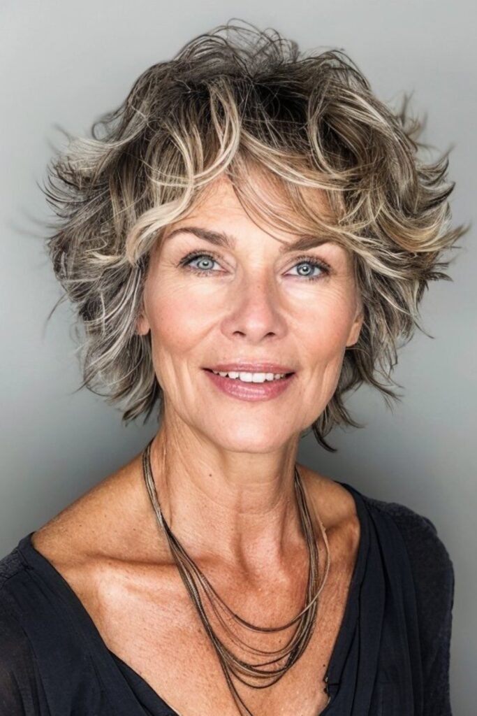 Textured Crop with Blonde Highlights
