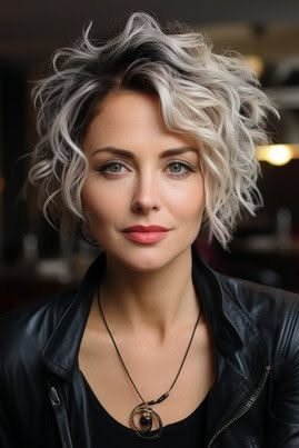Textured Curly Shag Bob with Highlights