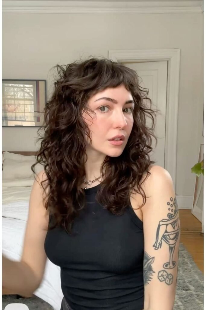 Textured Curly Shag with Short Fringe