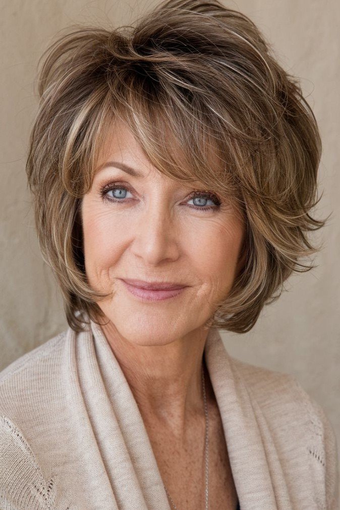 Textured Layered Bob with Side-Swept Bangs