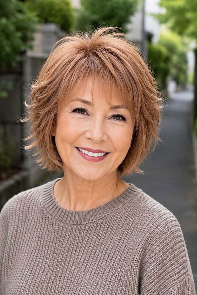 Textured Layered Bob with Soft Bangs