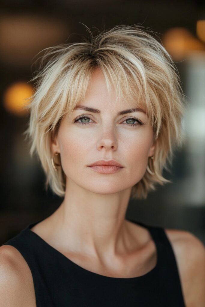 Textured Layered Bob with Wispy Bangs