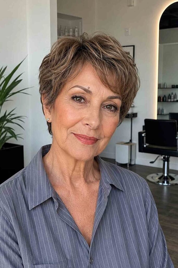Textured Layered Pixie Cut with Side-Swept Bangs