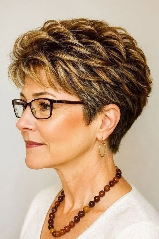 Textured Layered Pixie with Highlights