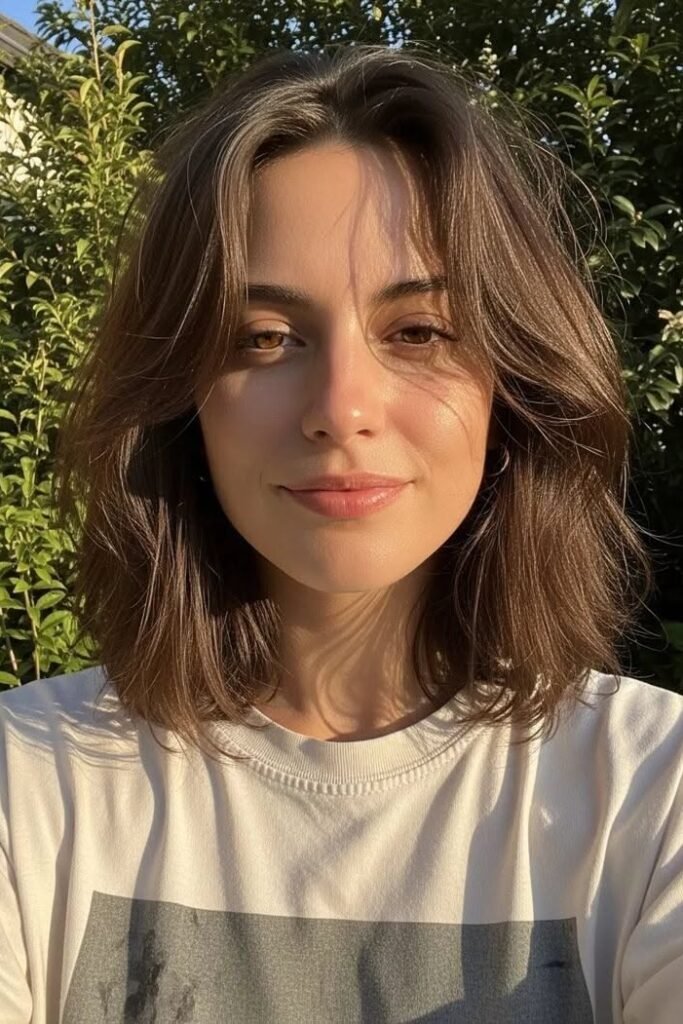 Textured Lob with Center-Parted Face-Framing Layers