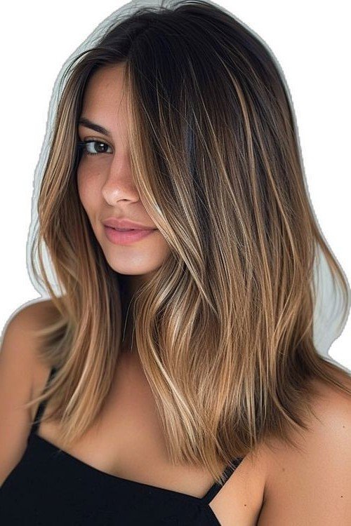 Textured Lob with Subtle Face-Framing Highlights