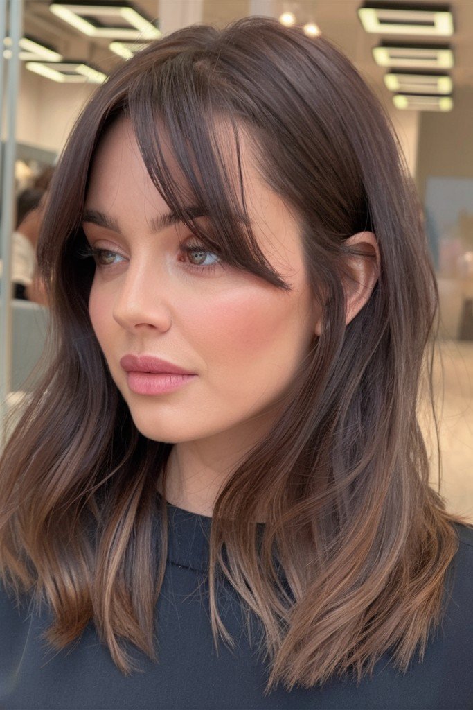 Textured Medium Hair with Curtain Bangs