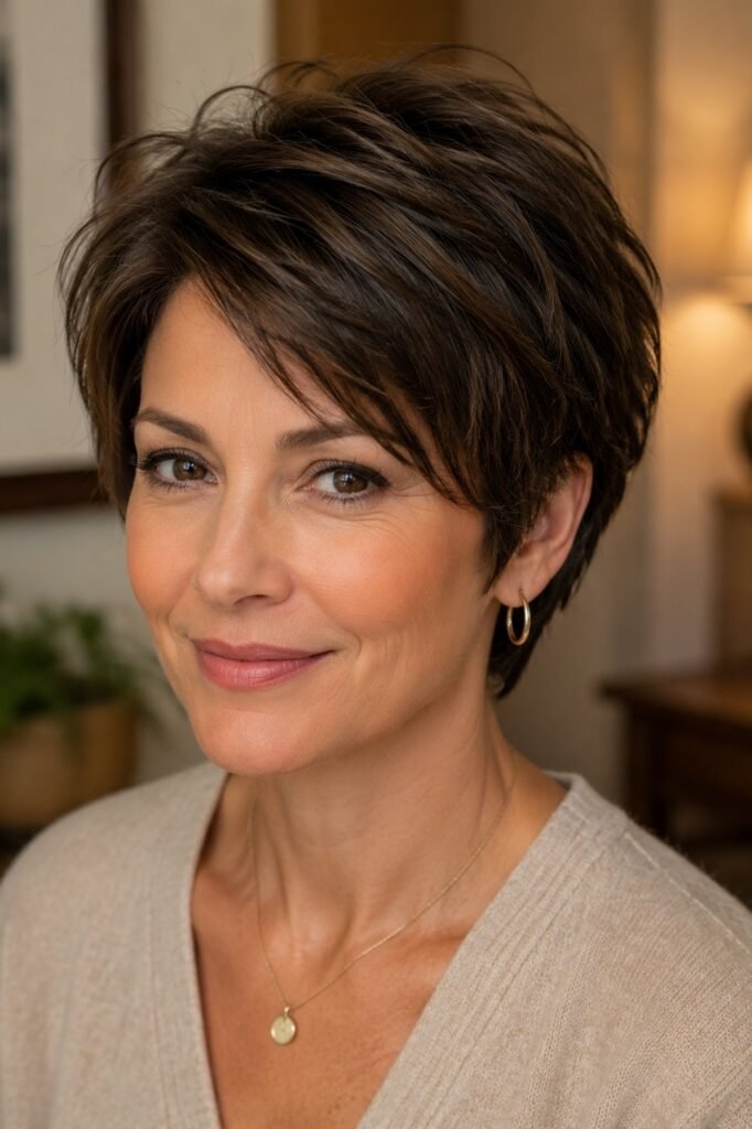 Textured Pixie Cut with Side-Swept Bangs