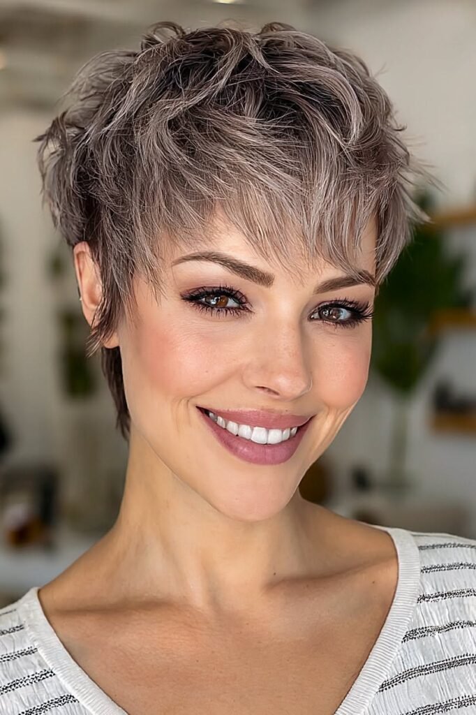 Textured Pixie Shag with Piece-y Bangs