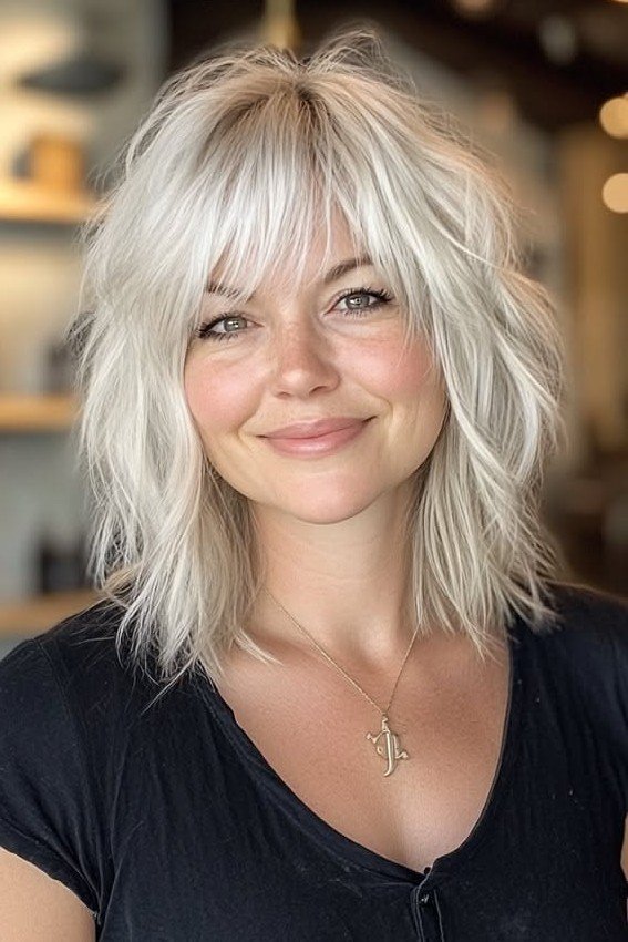 Textured Shag Bob with Fringe