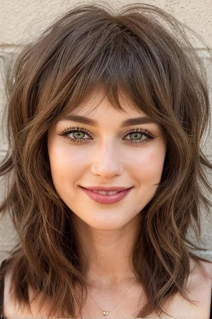 Textured Shaggy Bob with Curtain Bangs
