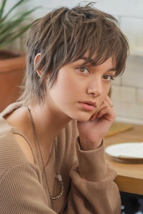 Textured Shaggy Bob with Side-Swept Bangs