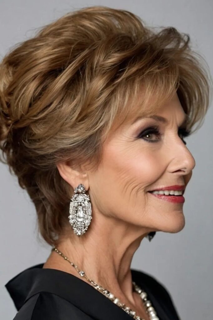 Textured Shaggy Bob with Side-Swept Bangs