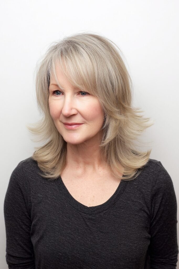 Textured Shaggy Bob with Soft Bangs
