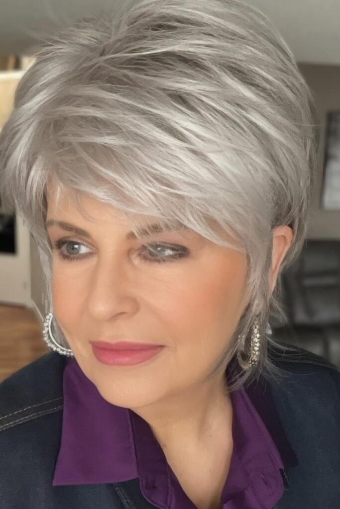 Textured Short Pixie Bob with Side-Swept Layers