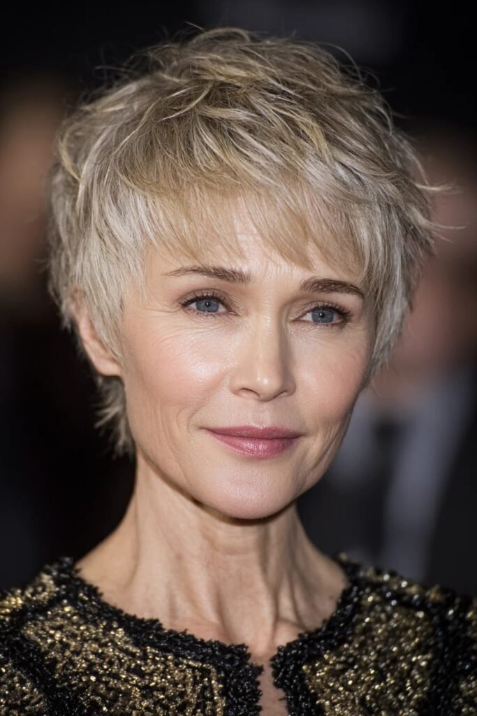 Textured Short Pixie with Layered Crown