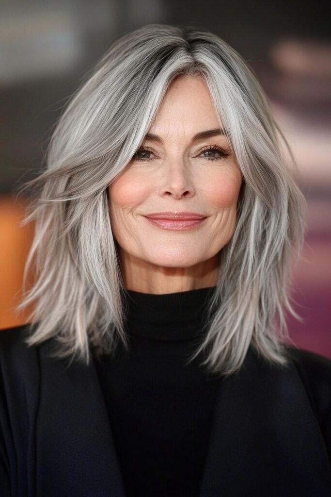 Textured Silver-Grey Shaggy Bob