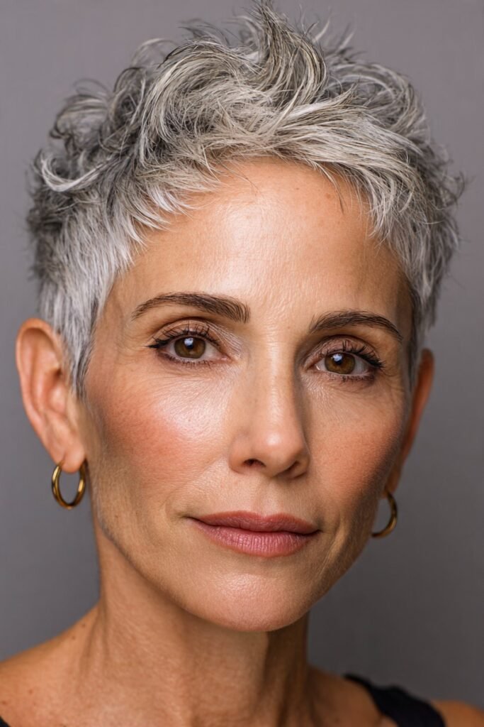 Textured Silver Pixie Crop