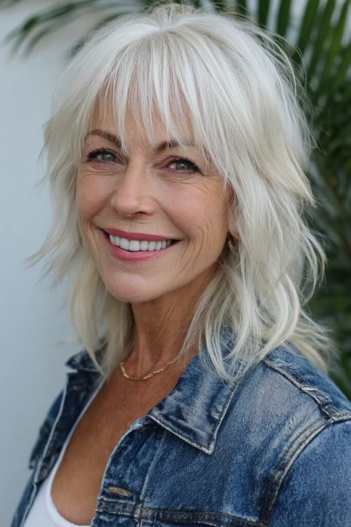 Textured Silver Shag with Piece-y Bangs