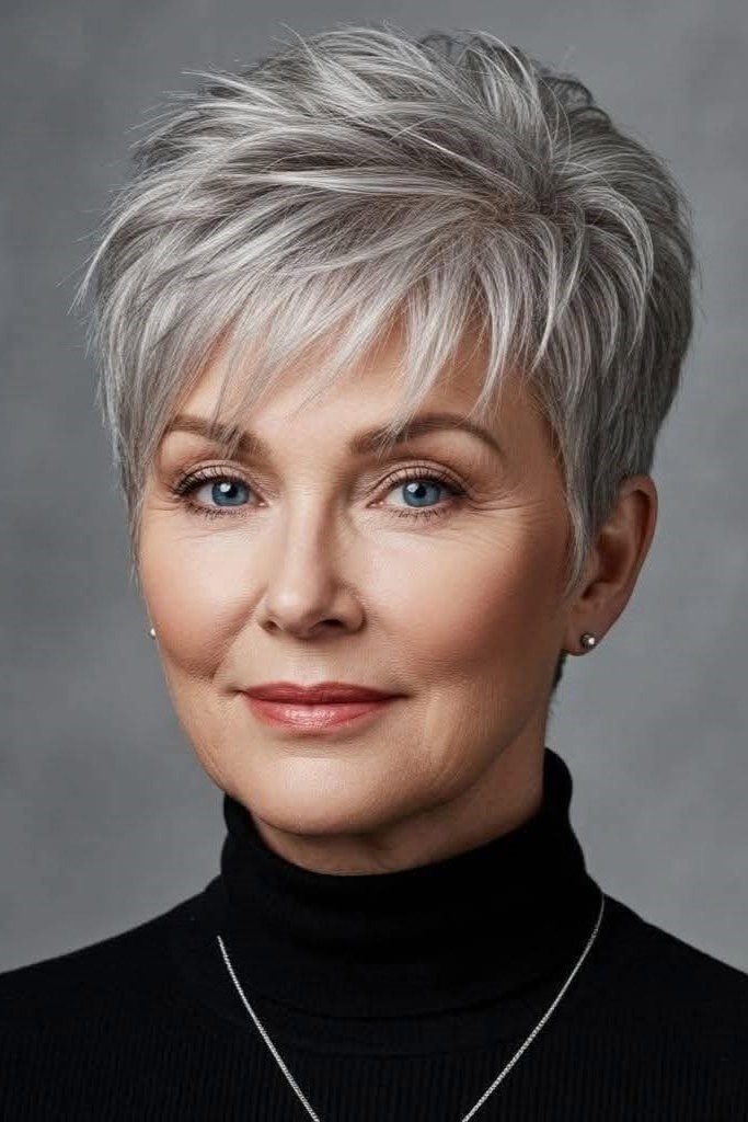 Textured Spiky Pixie Cut with Front Fringe